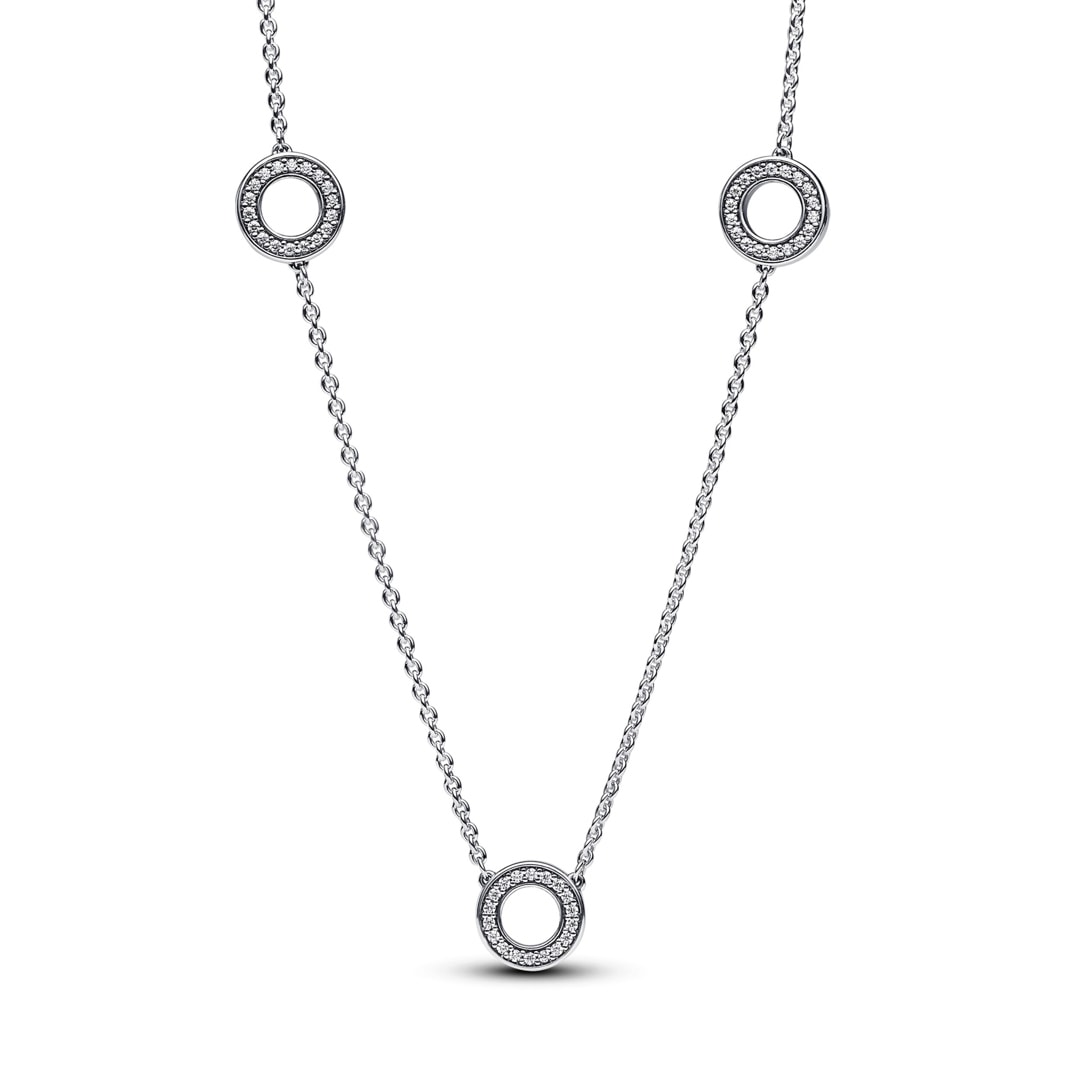 Pandora Signature Pave Circles Chain Necklace 925 Silver ladies jewellery 393162C01 50