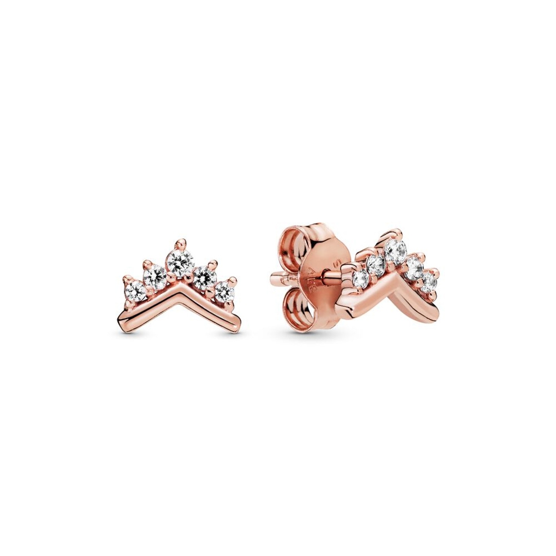 288274CZ Pandora Rose Timeless Tiara Wishbone Stud Earrings