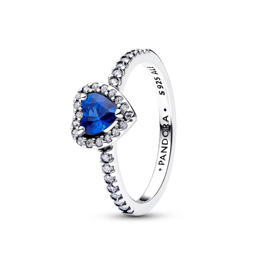 198421C09 | Pandora Timeless Elevated Princess Blue Heart Ring 925 Silver