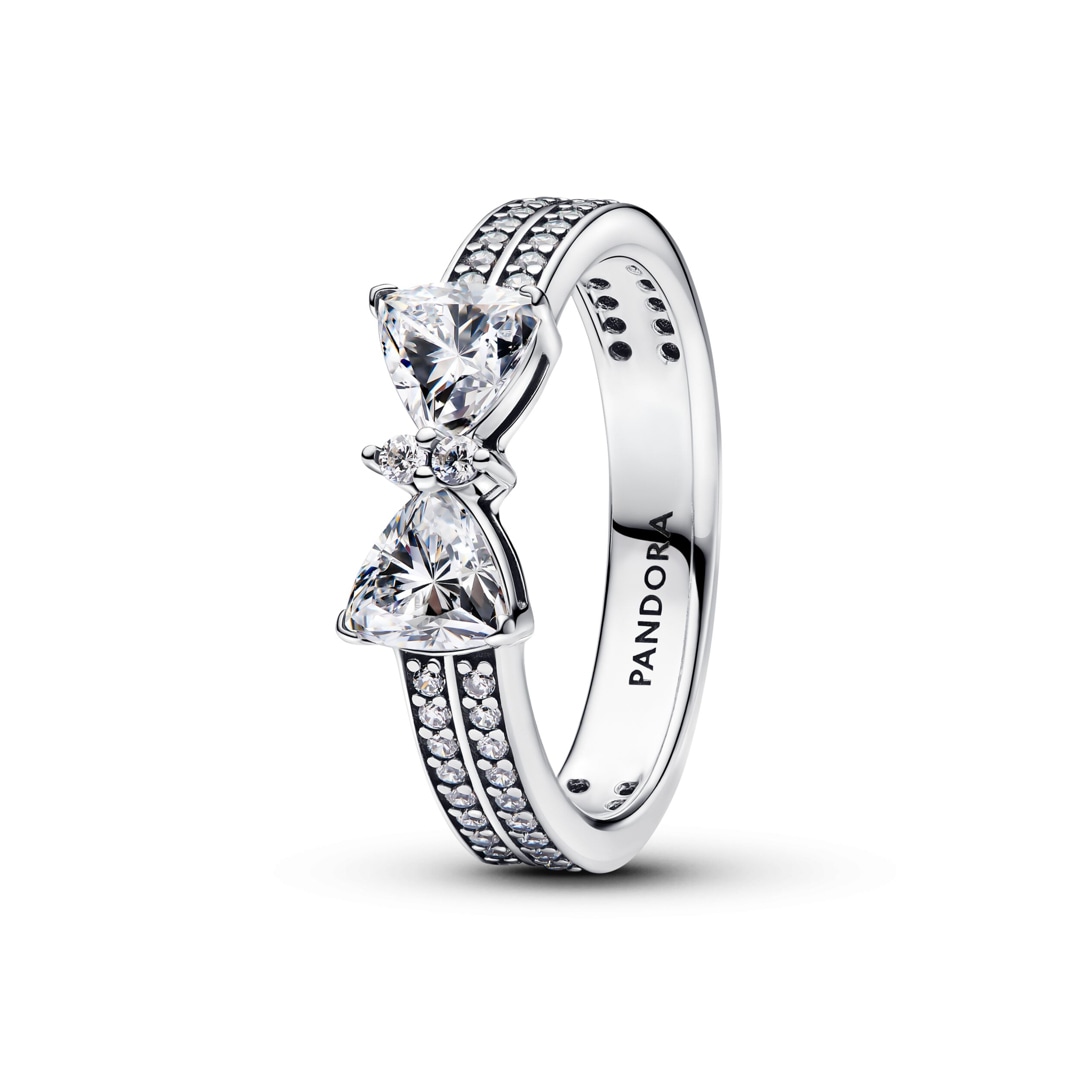 193552C01 Pandora Timeless Sparkling Bow Double row Ring 925 Silver