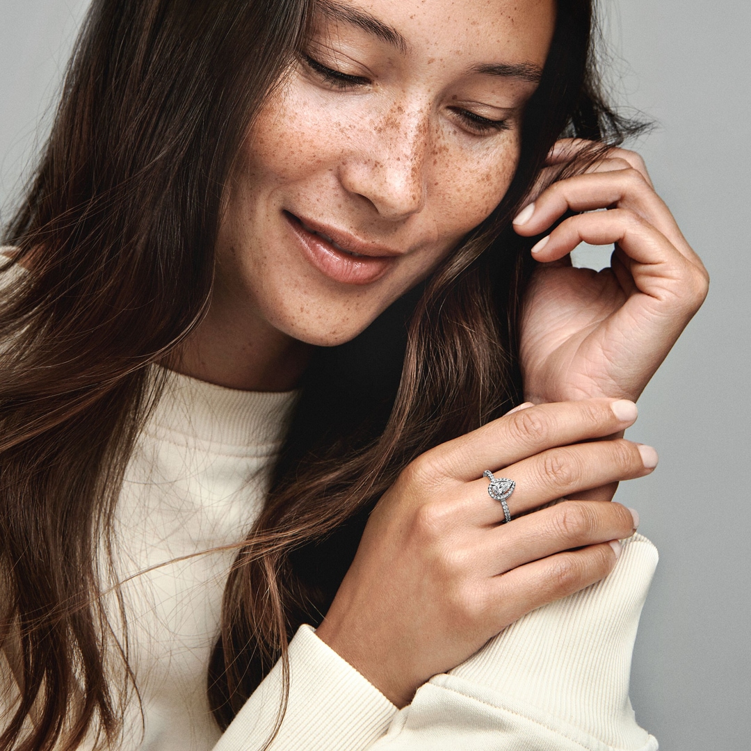 Bague store halo pandora