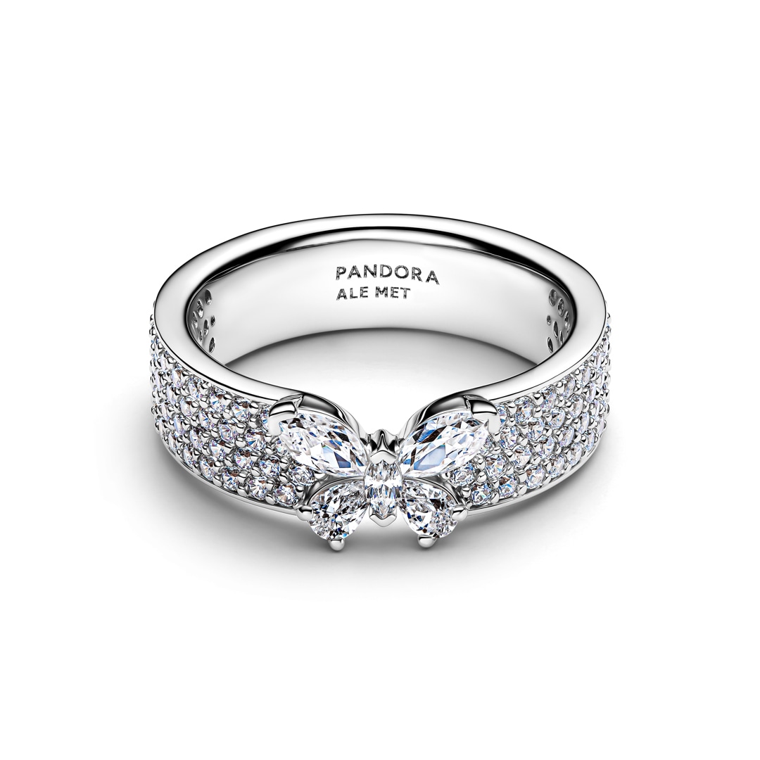 Bague En Argent 925 Rhodié 'Noeud Papillon' Sertie De Zirconium - Taille 52, Neuf Avec étiquettes