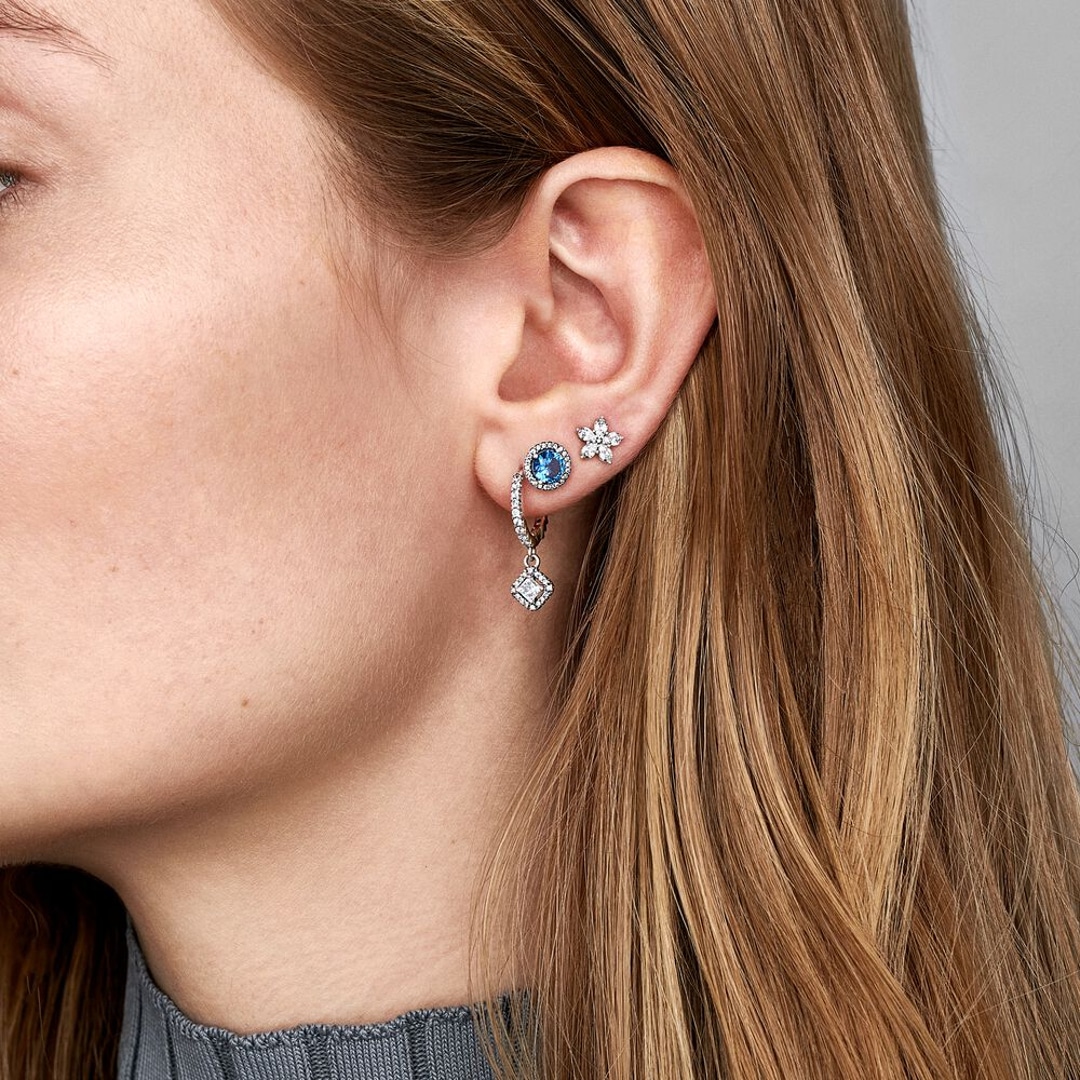 298503C01 | Pandora Timeless Square Sparkle Hoop Earrings