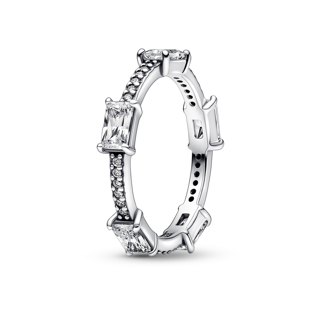 192397C01 Pandora Timeless Bague Rectangles Pavés Scintillants