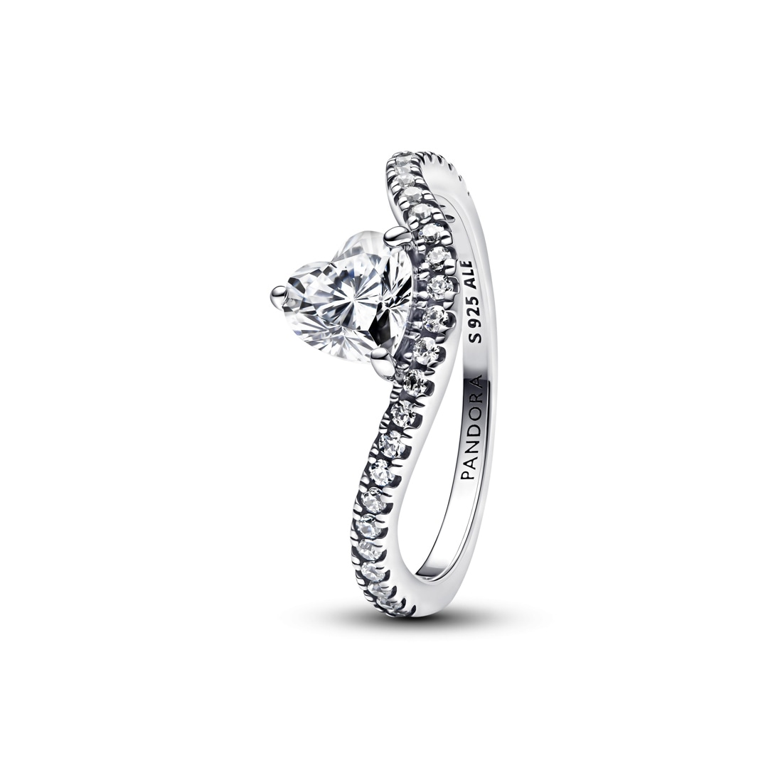 Pandora Timeless Bague Cœur Pavée Ondulée 925 Argent Bijou femme 193661C01