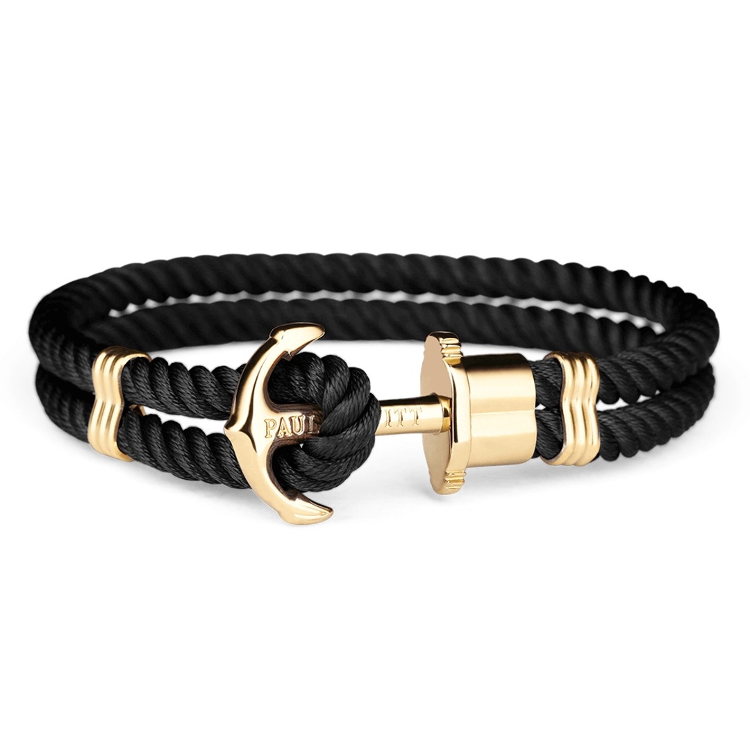 PAUL HEWITT Bracciale Donna PHREP Lite In Nylon Nero Con Ancora Oro Rosa - Acciaio Inox, Regolabile, Garanzia 24 Mesi - 2