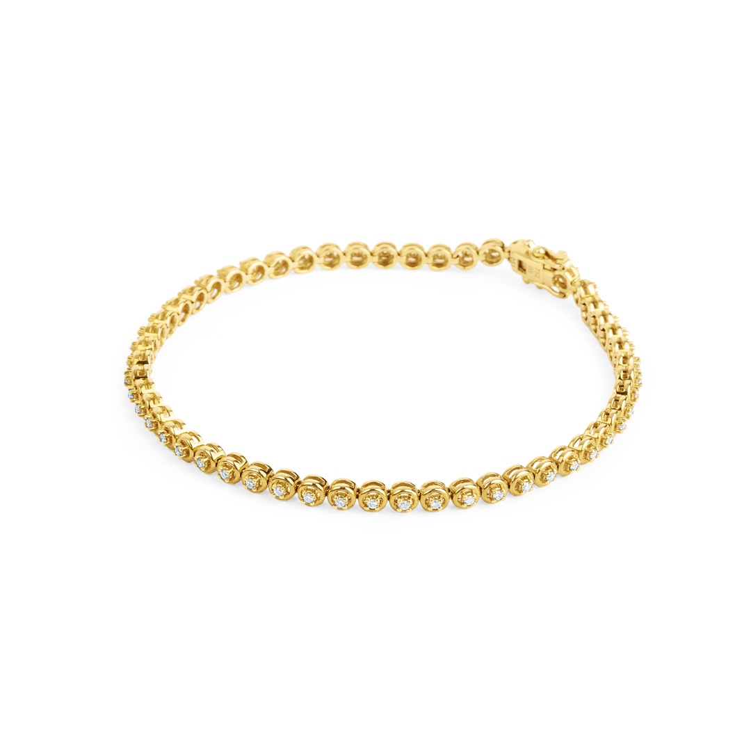 Rivière/Tennis-Armband 750/18 K Gelbgold mit Diamanten ct H/si - Main Image