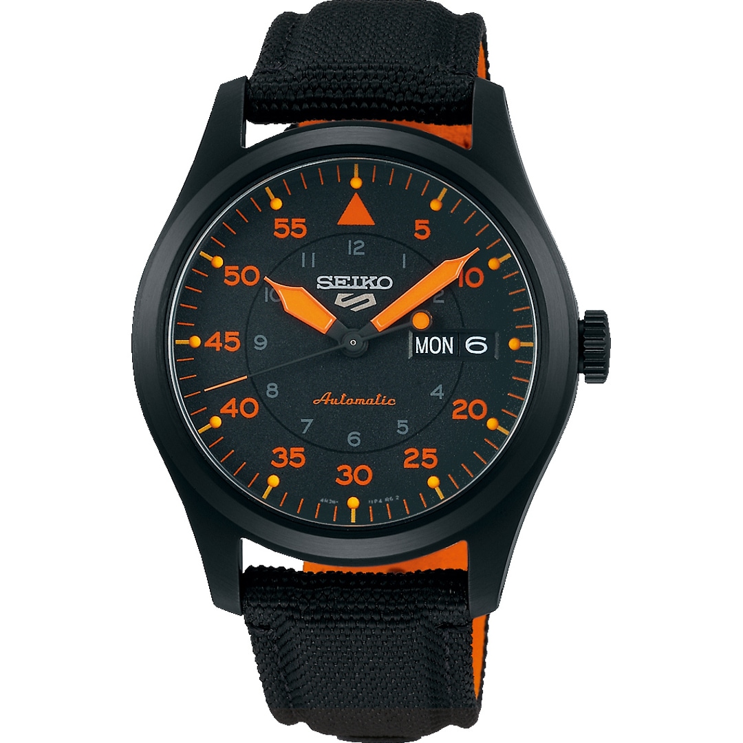 Seiko 5 Sports Automatik Day-Date Schwarz / Orange | SRPH33K1