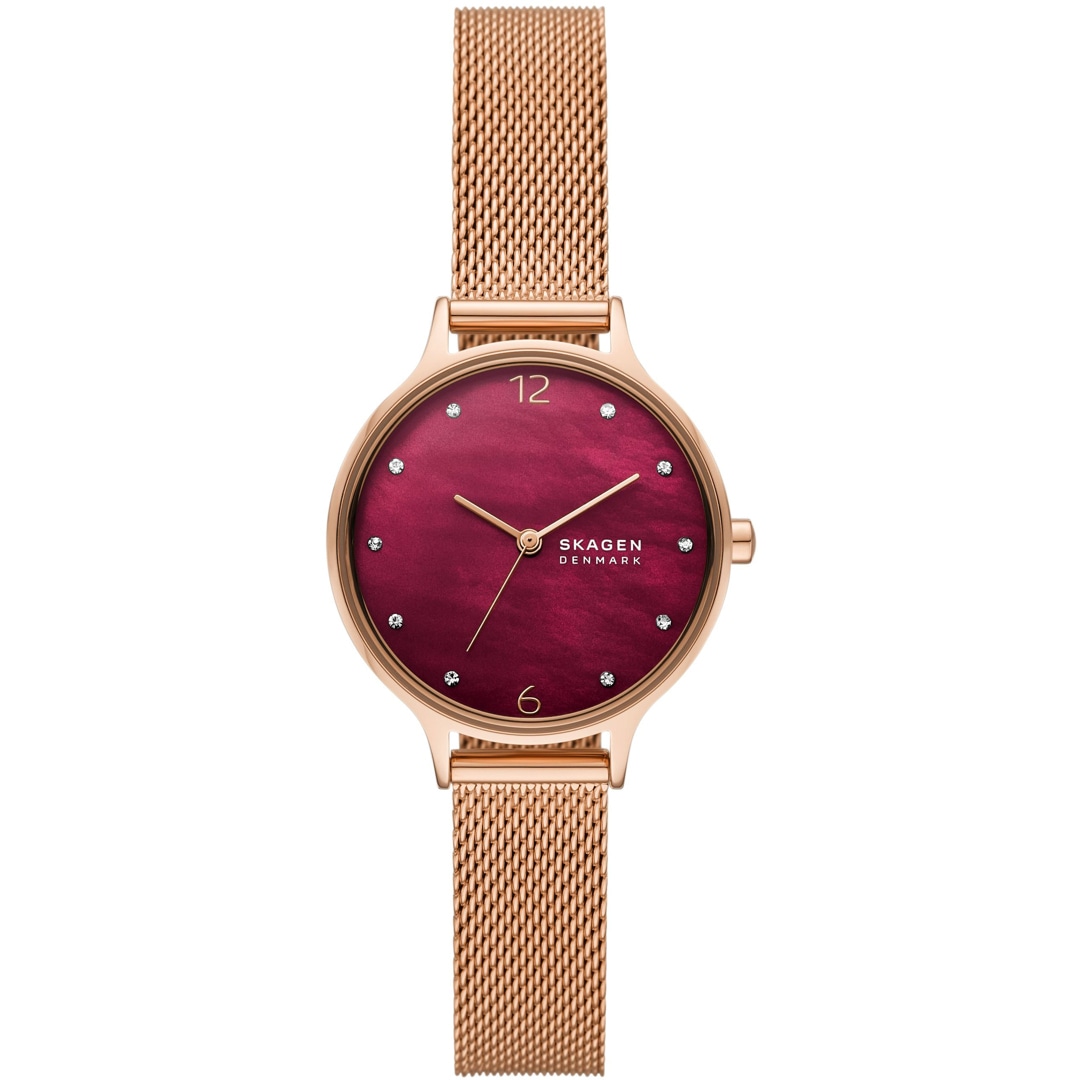 Skagen Anita Lille roségoudkleurig stalen mesh-horloge : Skagen