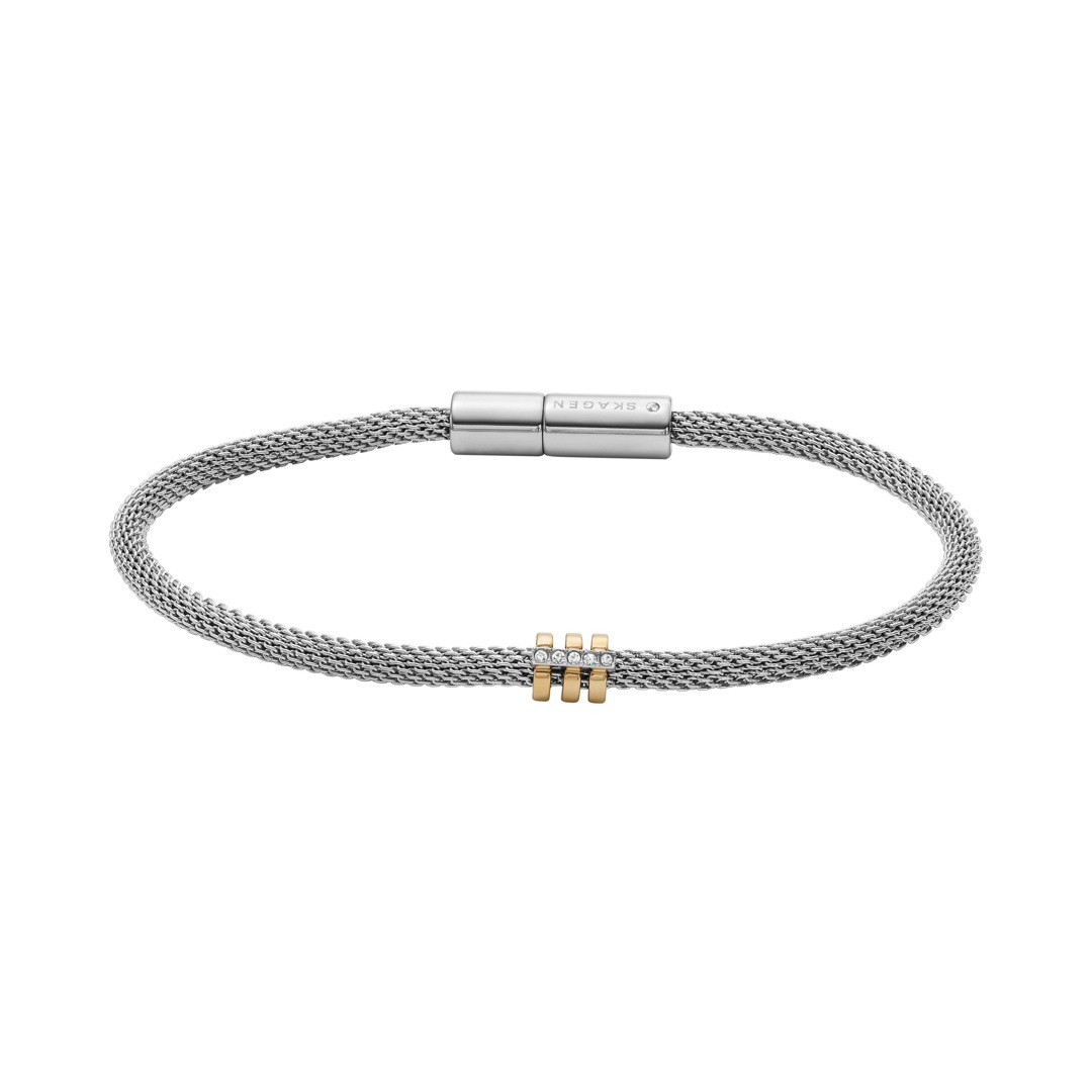 Bracciale Skagen Kariana Donna - Acciaio Inossidabile Con Finitura Lucida E Pietre Di Vetro, Chiusura A Cursore, Colore Oro