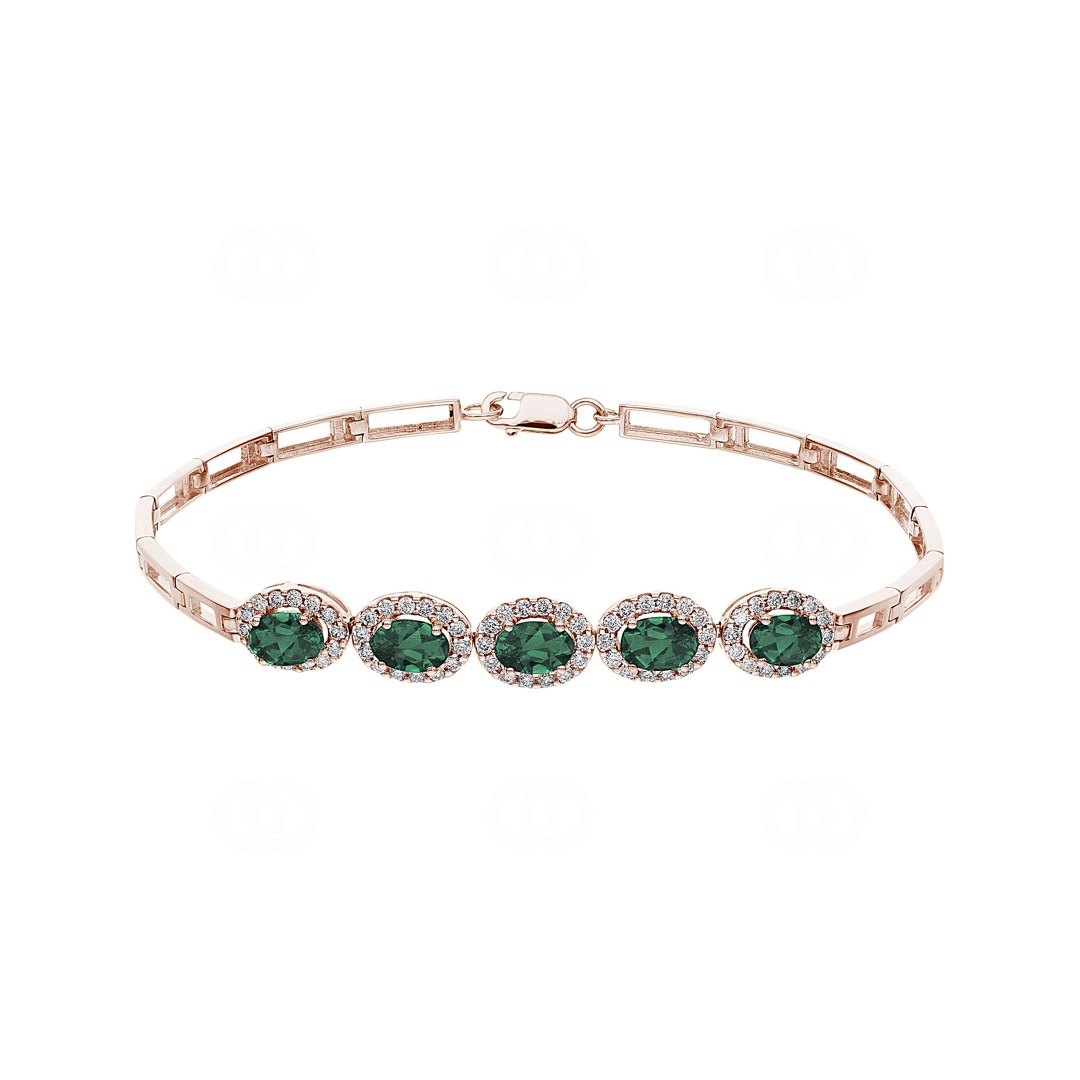 AR 60851 SMA RG Emerald Bracelet 750 18 K Rose Gold with Diamonds 0.67 ct H si