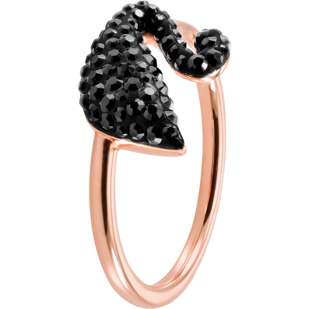M5366574 Swarovski Iconic Swan ring black pink gold plated