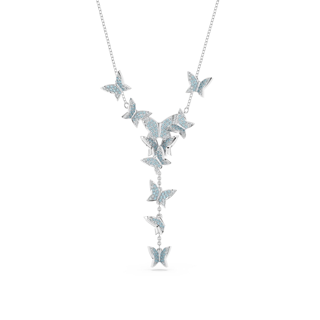 5662179 Swarovski Collier Lilia Papillon, Bleu, Métal rhodié