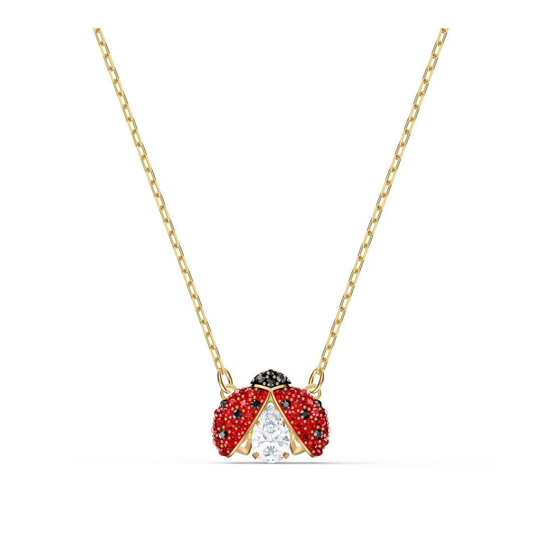 Swarovski Collier Sparkling Dance Ladybug, rouge, métal doré Bijou femme |  5521787