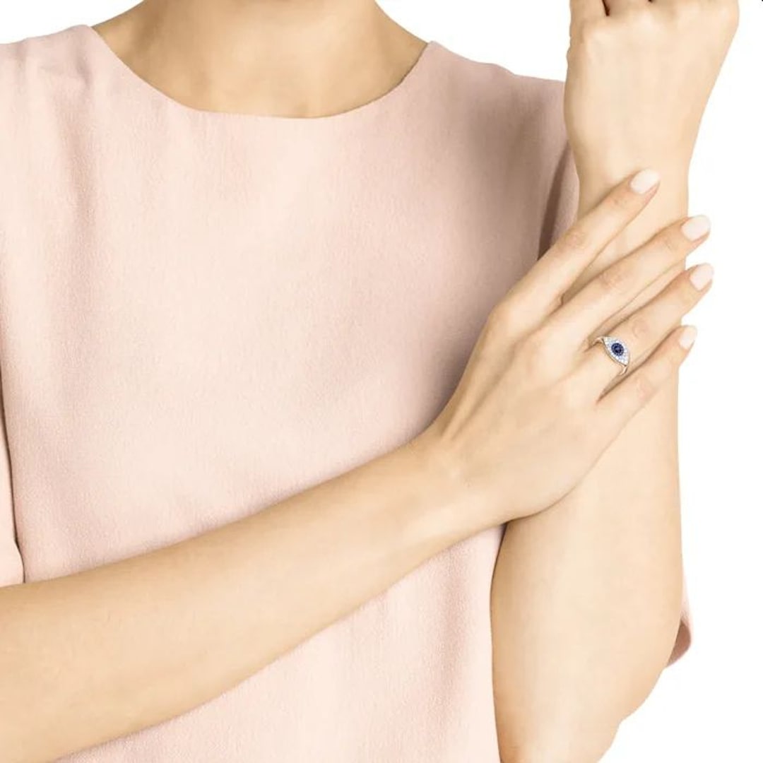 Swarovski Symbolic Evil Eye Ring blau rose vergoldet