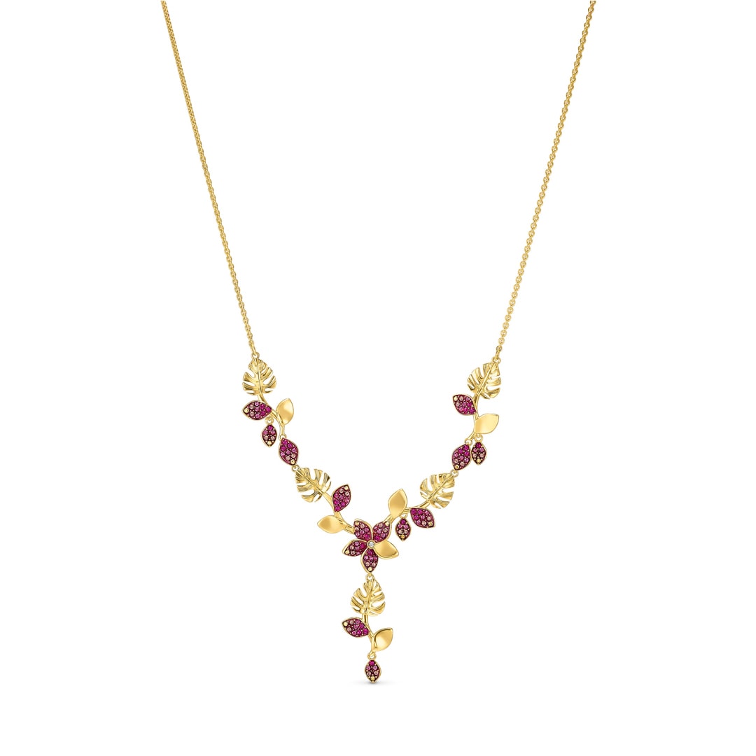 SWAROVSKI　TROPICAL FLOWER Y字型ネックレス 5541061 | Swarovski Tropical Flower Y-necklace, pink, gold plated