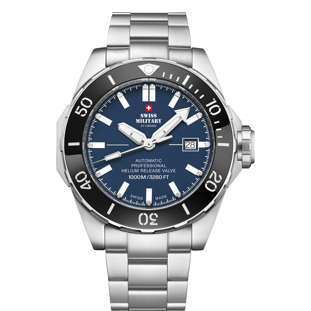 Swiss Military By Chrono Orologio Uomo SM34096.05 - Analogico, Cassa 42mm, Impermeabile 5 ATM, Quadrante Argento