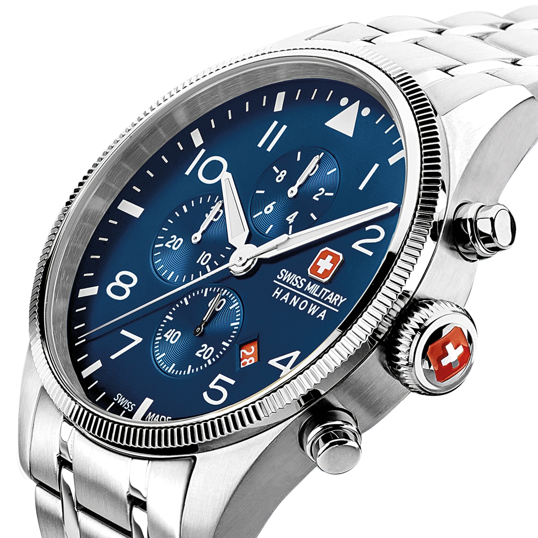 Swiss Military Hanowa Orologio Automatico Uomo 41mm – Cassa Acciaio E Bracciale Con Dettagli Oro, Vetro Zaffiro