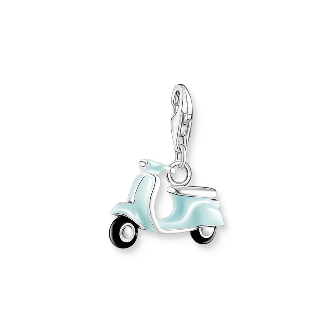 Motorized Scooter Moped Charm Sterling Silver Antiqued Finish Motorized Scooter Moped Charm Sterling Silver Antiqued Finish
