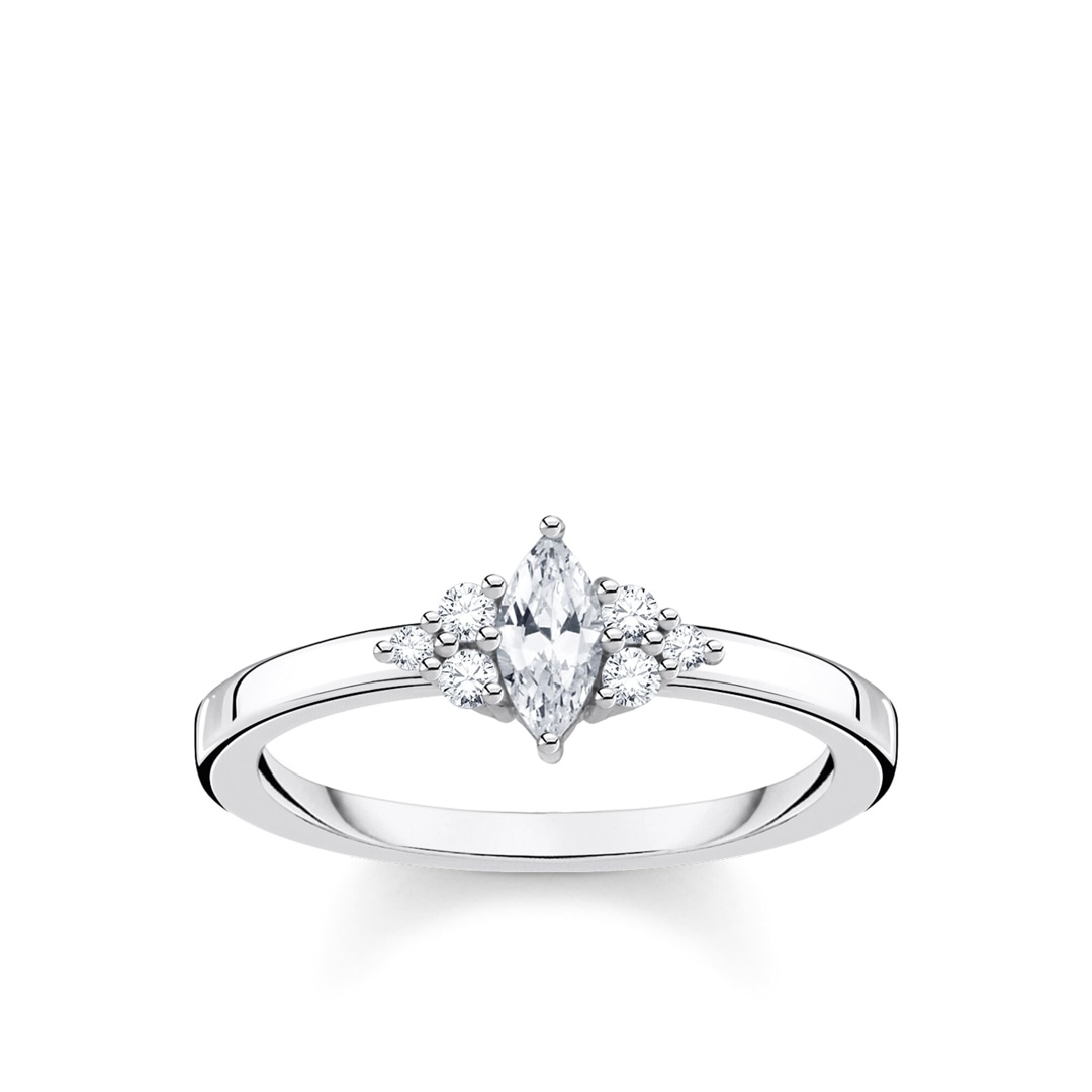 THOMAS SABO Solitärring – Sterlingsilber 925 Mit Weißen Zirkonia-Steinen, Damenring