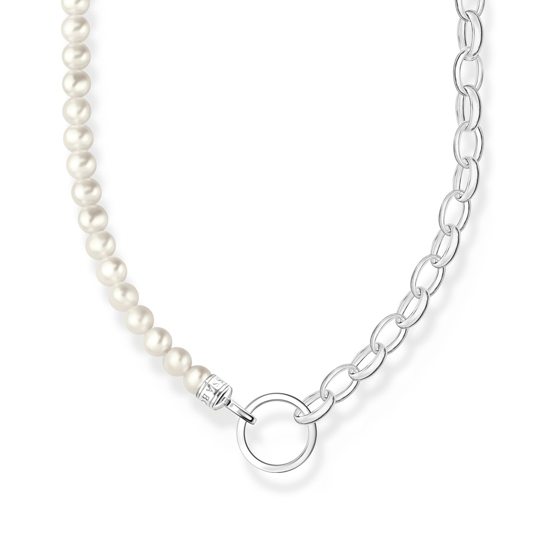 Thomas Sabo Charm-Kette mit weissen Perlen und Kettengliedern Silber