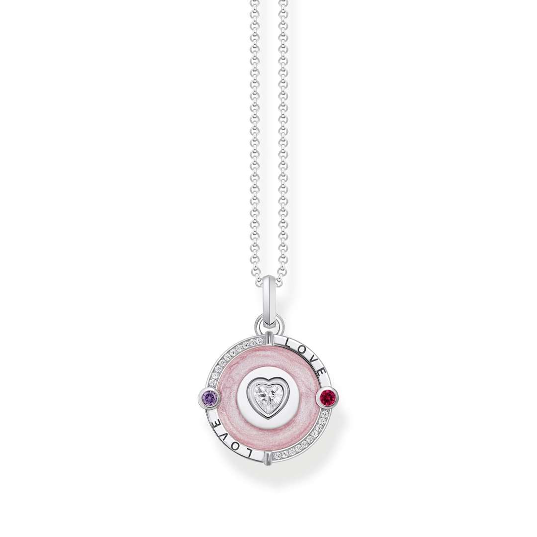 THOMAS SABO Collana Donna Con Ciondolo E Zircone Rosa - Argento 925, Catena 40-45 Cm, Regalo Elegante