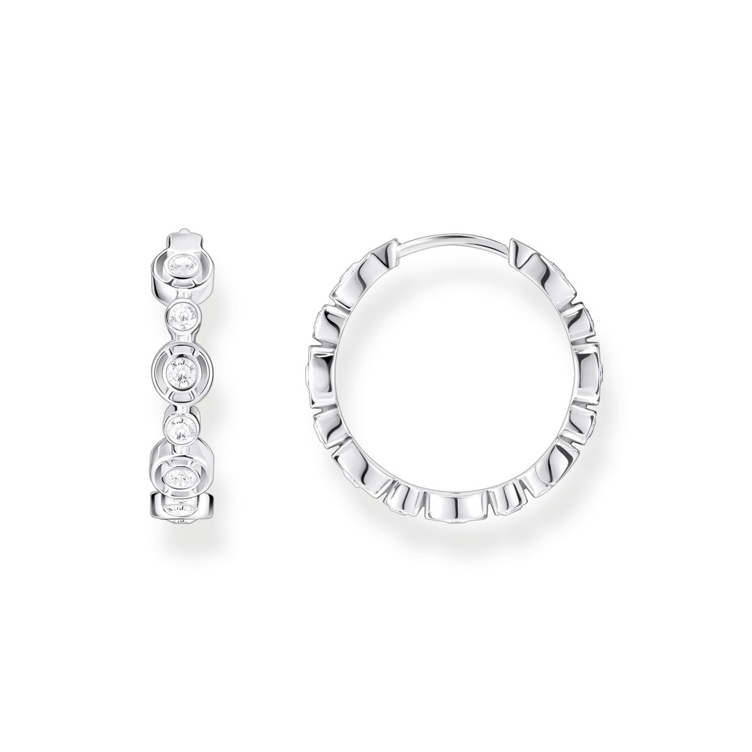 Thomas Sabo Damen-Creolen Aus 925er Sterlingsilber – Mit Zirkonia, 2,3 Cm, Weiß, CR528-051-14