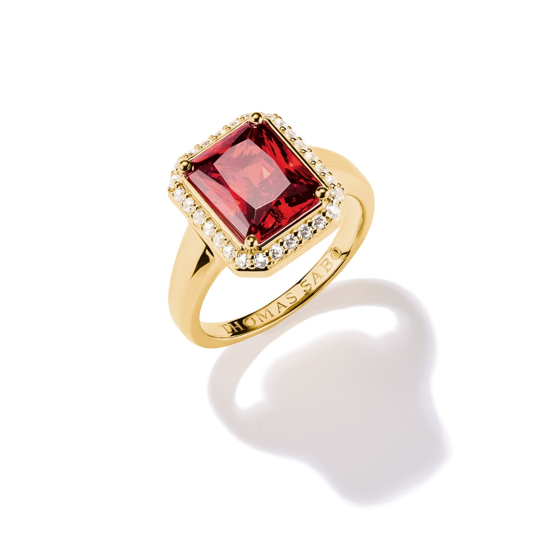 Ring Gold Mit Rotem Stein