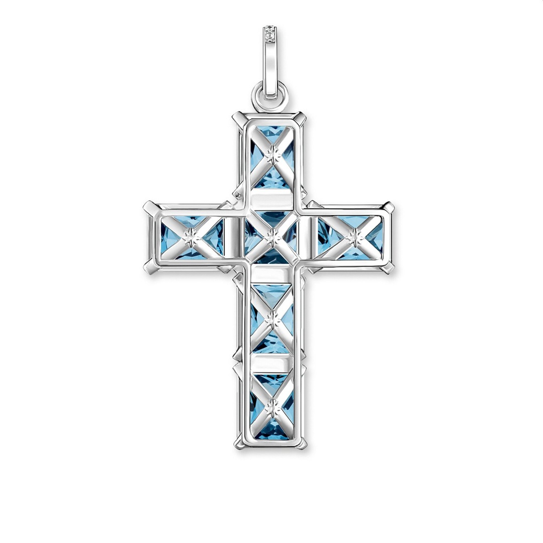 THOMAS SABO Kreuz Anhänger Mit Weißen Steinen - 925 Sterling Silber Charm PE848