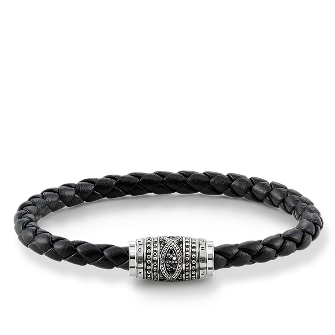 Thomas Sabo sterling silver rebel at heart leather bracelet love Knot gents  jewellery UB0005-820-11