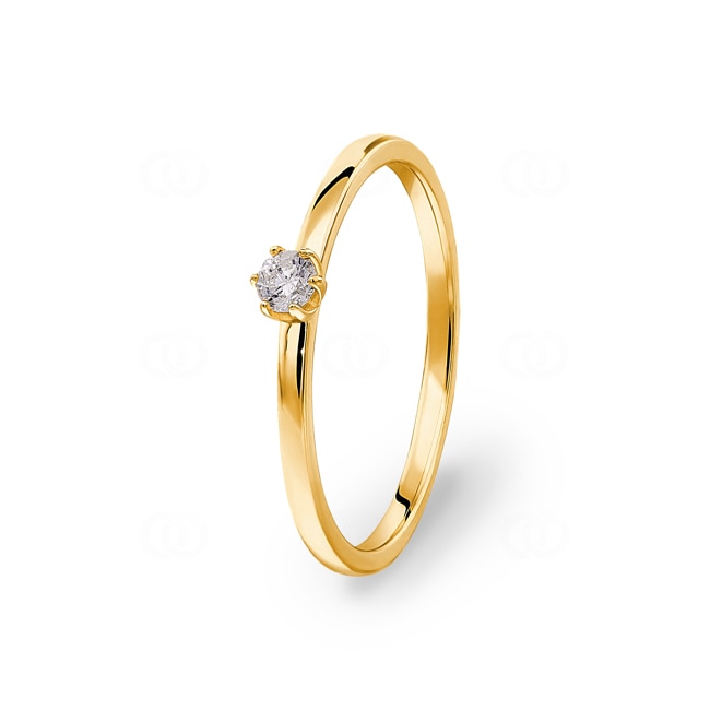 0.10 carats diamants bague de fiançailles or jaune 750/18 ct, 6 griffes - CGSO002-010-GG
