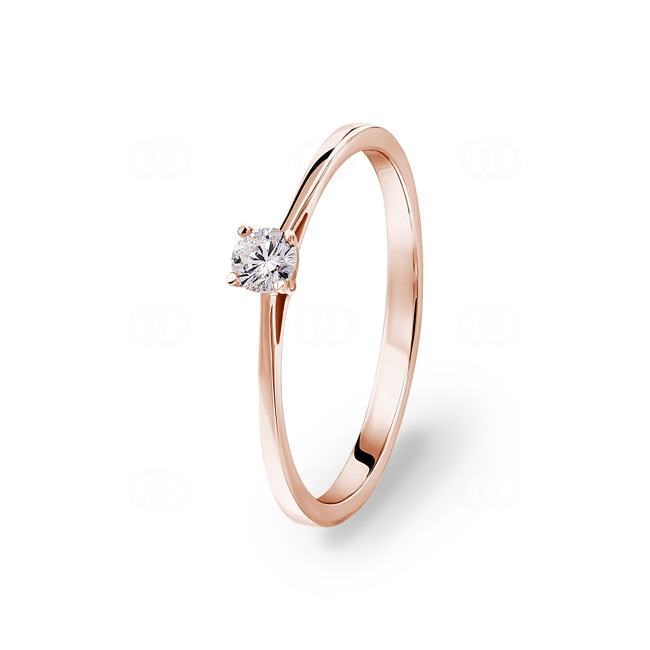 0.10ct Diamond Engagement Ring 750/18 K Rose Gold, 4 Prongs - CGSO001-010-RG