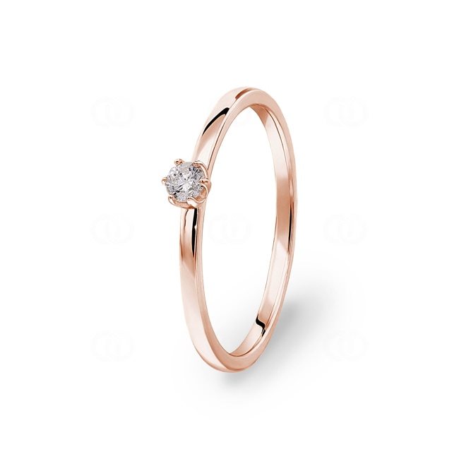 0.10 carats diamants bague de fiançailles or rosé 750/18 ct, 6 griffes - CGSO002-010-RG
