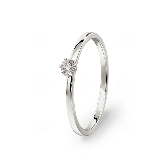 0.10 carats diamants bague de fiançailles or gris 750/18 ct, 6 griffes - CGSO002-010-WG