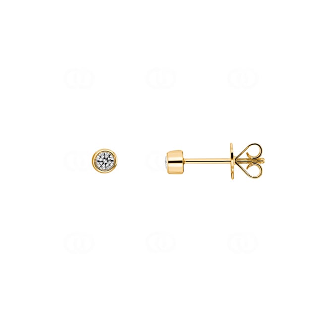 0.10 Karat Solitär Diamantohrstecker 750/18 K Gelbgold, Zargenfassung - OR-16009-GG