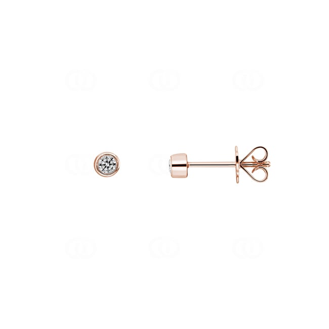 0.10 carats diamants clous d'oreilles solitaire or rosé 750/18 ct, Serti clos - OR-16009-RG