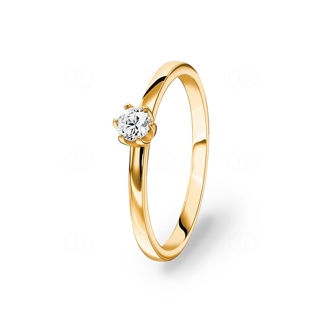 0.15ct Diamond Engagement Ring 750/18 K Yellow Gold, 6 Prongs - CGSO002-015-GG