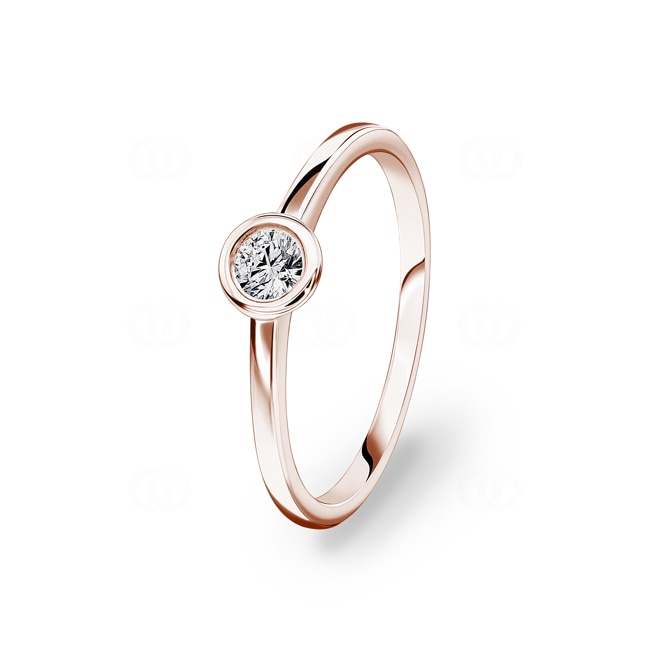 0.15ct Diamond Engagement Ring 750/18 K Rose Gold Bezel Set - CGSO003-015-RG