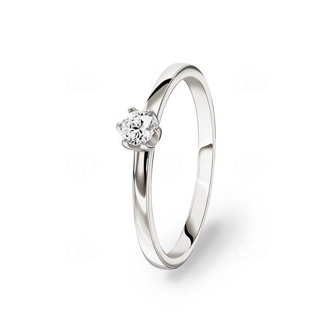 0.15 Karat Diamant Verlobungsring 750/18 K Weissgold, 6-Griff - CGSO002-015-WG