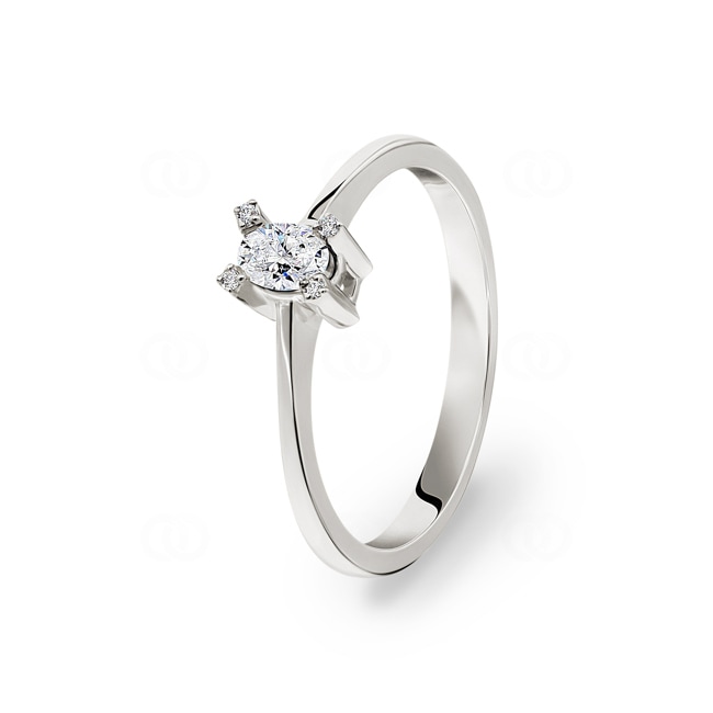 0.16 Karat Diamanten Verlobungsring 750/18 K Weissgold - RI-024A-WG