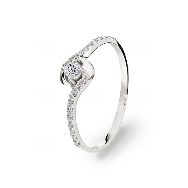 0.16 carats diamants bague de fiançailles or gris 750/18 ct - RO4WG