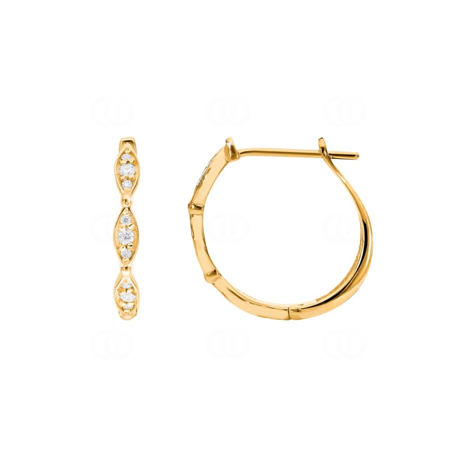 0.19ct Diamond Hoop Earrings 750/18 K Yellow Gold - EO2GG