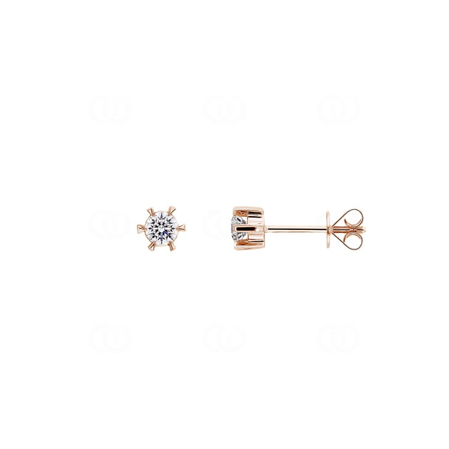 0.20 Karat Solitär Diamantohrstecker 750/18 K Roségold in 6-Griff - OR-42619-20-RG