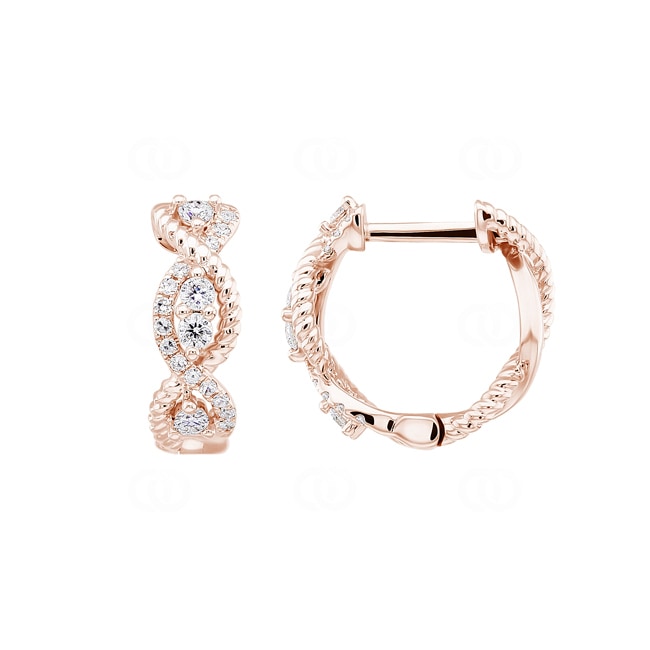 0.23ct Diamond Hoop Earrings 750/18 K Rose Gold - OR-47577-RG