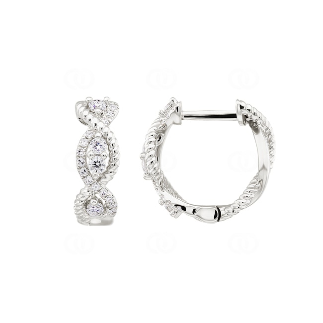 0.23ct Diamond Hoop Earrings 750/18 K White Gold - OR-47577-WG