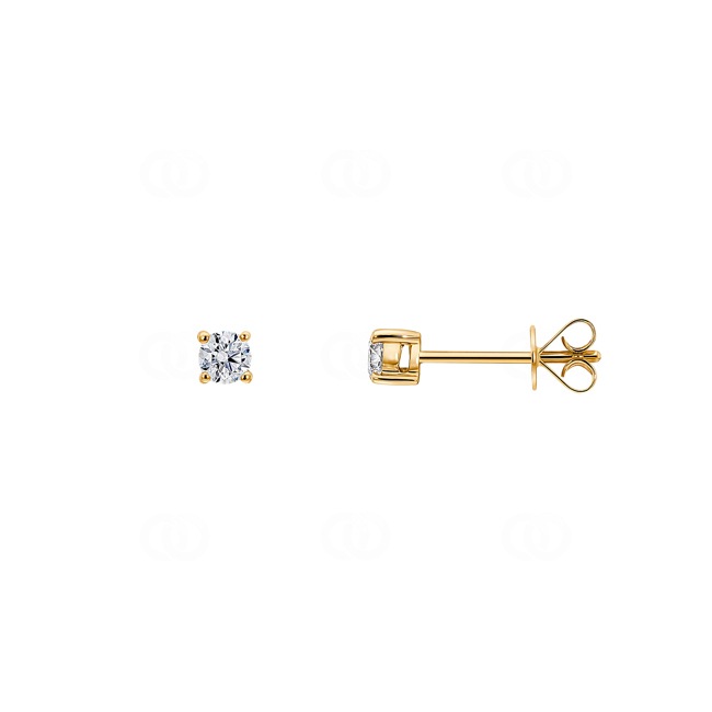 0.24 Karat Solitär Diamantohrstecker 750/18 K Gelbgold in 4-Griff - OR-16198-GG