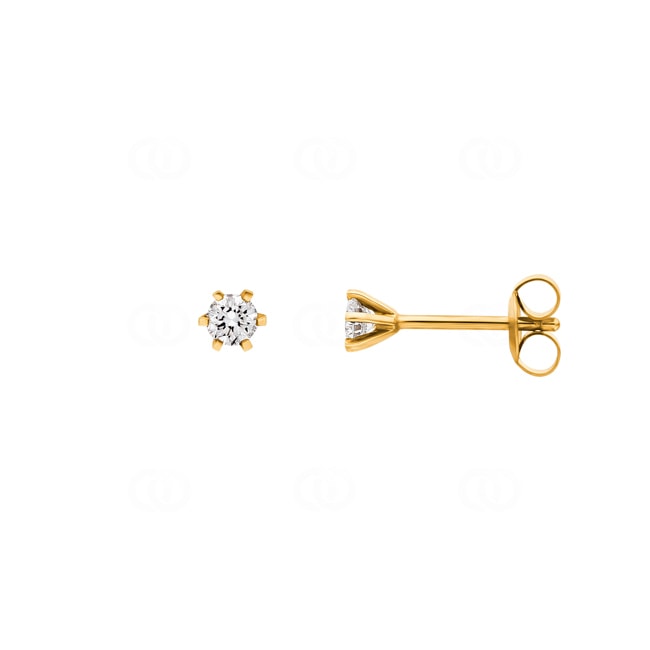0.24 Karat Solitär Diamantohrstecker 750/18 K Gelbgold in 6-Griff - PE03783-01-GG