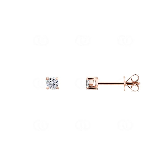 0.24 Karat Solitär Diamantohrstecker 750/18 K Roségold in 4-Griff - OR-16198-RG