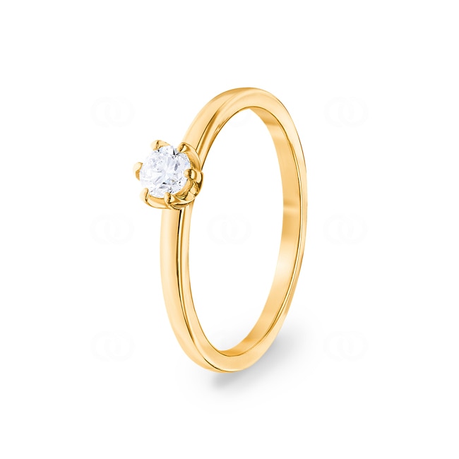0.25ct Diamond Engagement Ring 750/18 K Yellow Gold in 6 Prongs - CGSO002-025-GG