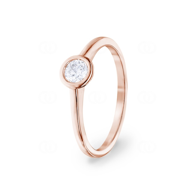 0.25ct Diamond Engagement Ring 750/18 K Rose Gold Bezel Set - CGSO003-025-RG